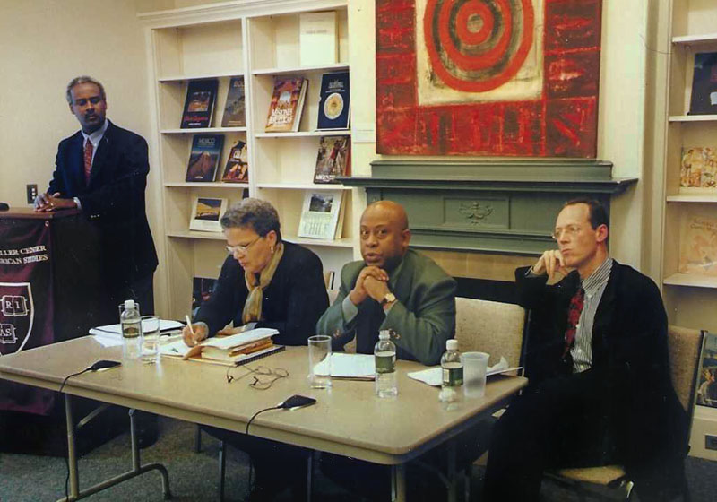 Alix Cantave, Michèle Pierre-Louis, Michel-Rolph Trouillot and Paul Farmer at the Harvard University’s Haitian Studies Series in February 2001.
